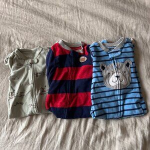EUC Bundle of 3 Carter's footie pajamas